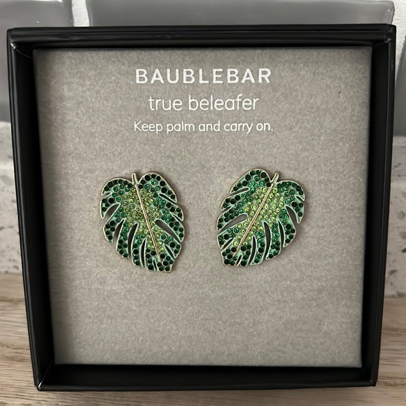 BaubleBar Jewelry - New Baublebar True Beleafer Palm Tree Leaf Earrings